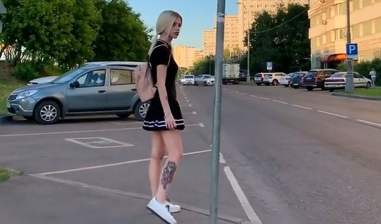 The guy takes with his Russian blonde home Blowjob on camera