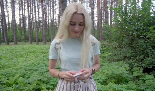 Russian in the forest arranged hot sex with a pickup in front of the turned on video camera