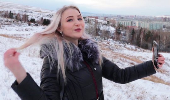 Russian girl in nature has hot debauched sex