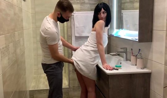 Russian girl during homemade porn in the bathroom, experienced an orgasm